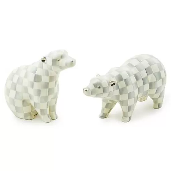 Sterling Check Polar Bear Figurines, Set of 2-MacKenzie-Childs Sale