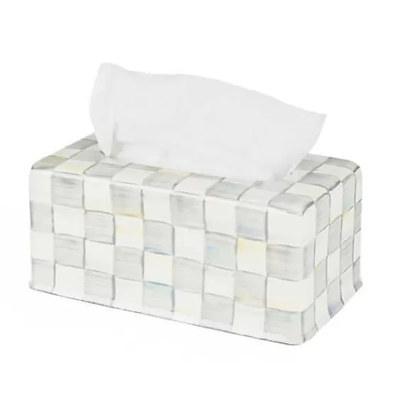 Sterling Check Standard Tissue Box Cover-MacKenzie-Childs Clearance