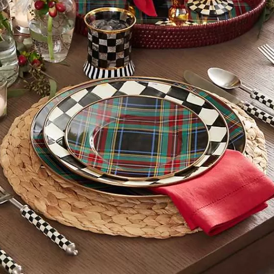 Tartan Black Salad/Dessert Plate-MacKenzie-Childs Clearance