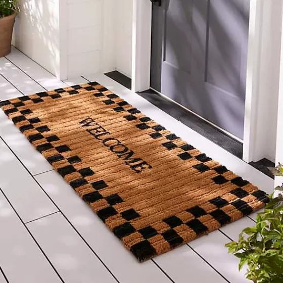 Welcome Checked Double Door Entrance Mat-MacKenzie-Childs Store