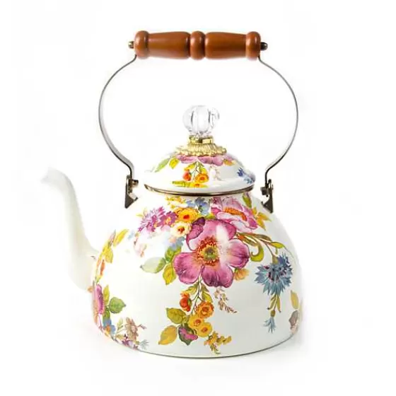 White Flower Market 3 Quart Tea Kettle-MacKenzie-Childs New