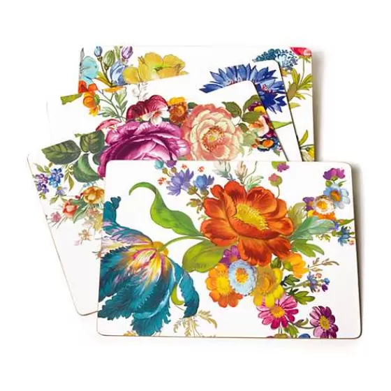 White Flower Market Placemats, Set of 4-MacKenzie-Childs Fashion