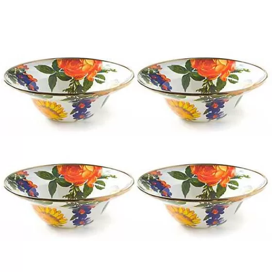 White Flower Market White Breakfast Bowls, Set of 4-MacKenzie-Childs Cheap