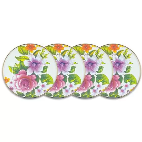 White Flower Market White Salad Plates, Set of 4-MacKenzie-Childs Cheap